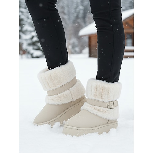 stivali da neve caldi da donna foderati in pelliccia color caffè – stivaletti invernali antiscivolo per attività all'aperto, viaggi, giornate sulla neve e comfort quotidiano