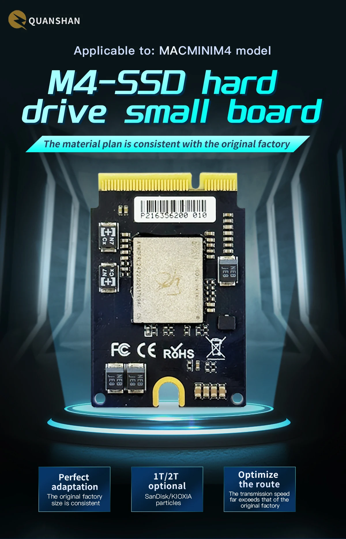 Disque dur de 2 To pour Mac Mini M4 SSD, mise à niveau de la mémoire sans soudure, remplacement direct, compatibilité parfaite pour Mac Mini M4