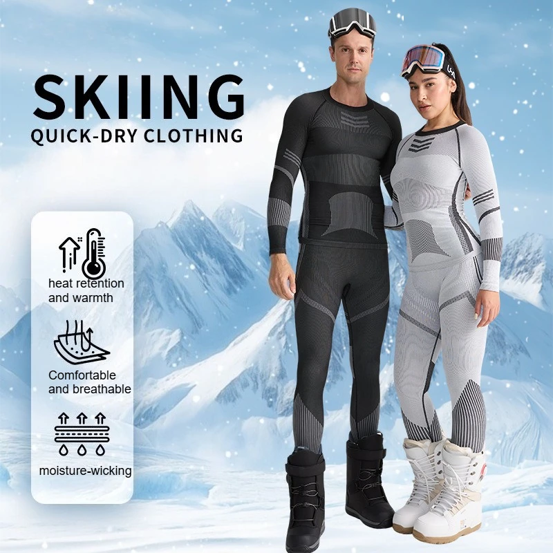Ensemble de couche de Base de Ski pour hommes et femmes, thermique, séchage rapide, évacuation de l