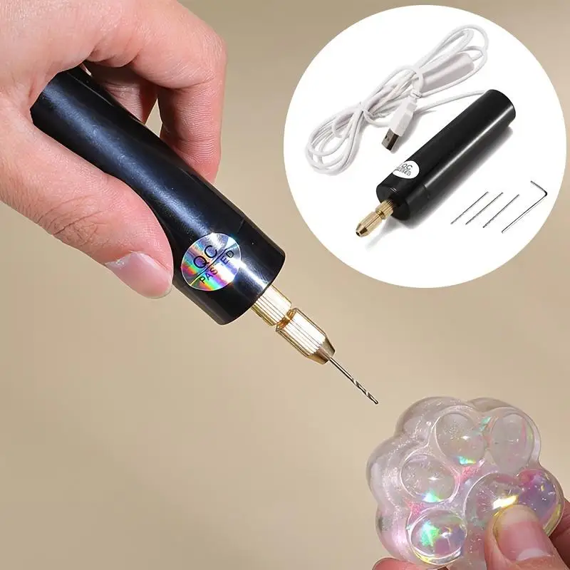 Mini perceuse électrique portative, bricolage, outils de perceuse électrique USB pour la fabrication de bijoux en résine époxy, outil de stylo de gravure artisanal sur bois