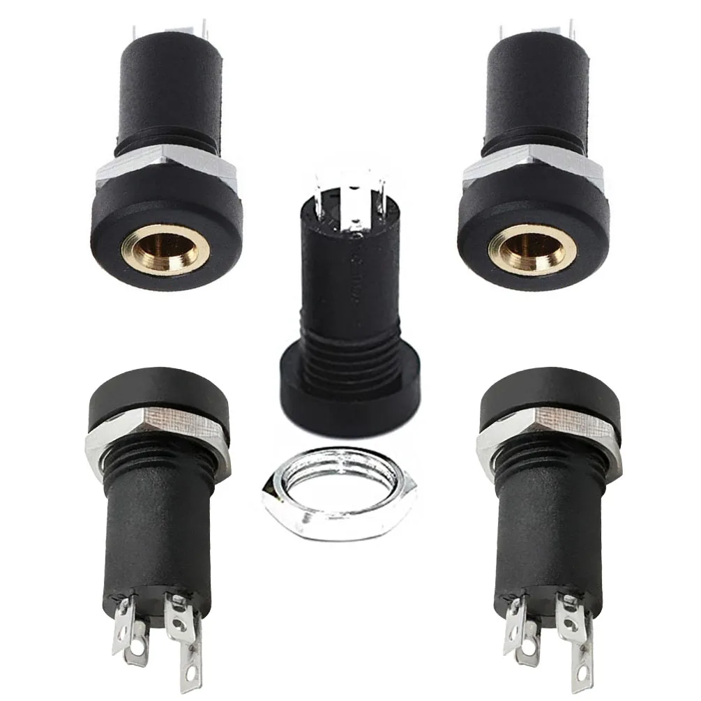 5PCS PJ-392A 3,5mm 4-Pin Audio Jack Buchse-Stereo 4-Pole Weibliche Panel Mount Stecker mit Mutter | Kopfhörer/Mikrofon TRRS Löttyp Image