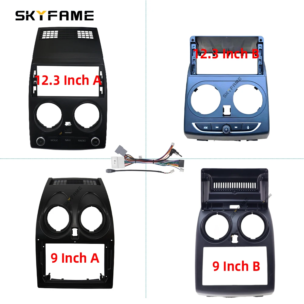 SKYFAME 9/12,3 Zoll Auto Rahmen Fascia Adapter Android Radio Dash Fitting Panel Kit Für Nissan Qashqai J10 Image