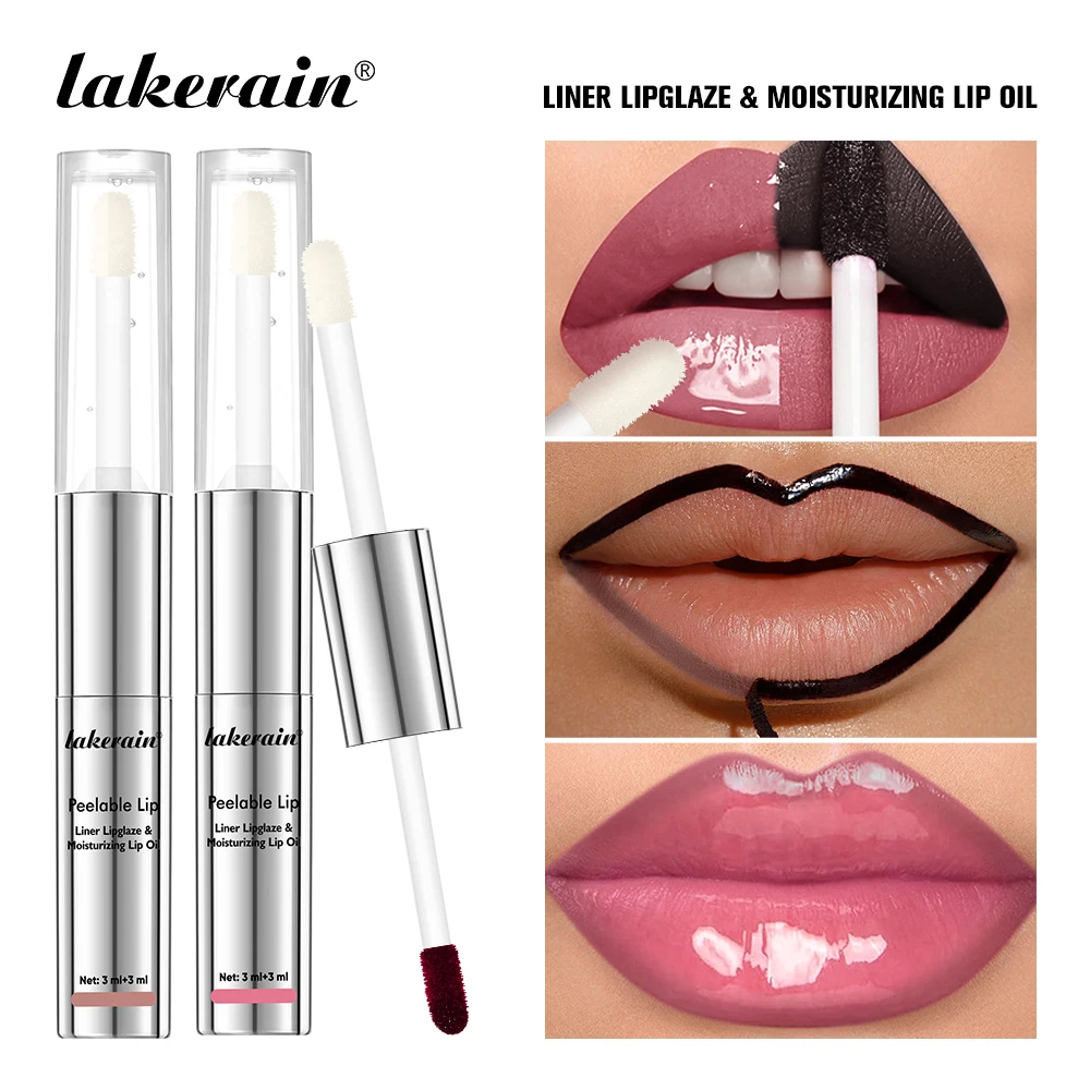 2-in-1 doppelseitiger, abziehbarer Lipliner und Lippenöl, wasserfest, matt, nährend, wischfest, Lippenstift, langanhaltendes Kosmetik-Make-up Image