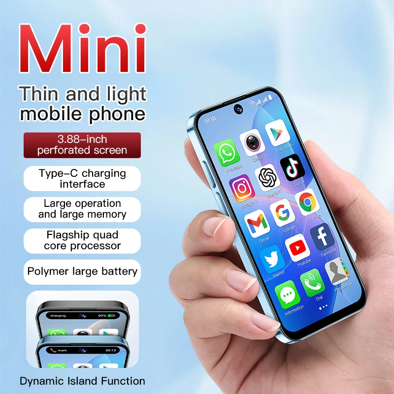 SOYES XS19 3G Mini-Smartphone Android 10.0 Dual SIM Standby 3,88 Zoll HD-Handy 2 GB + 16 GB 2000 mAh Kleine Handys Gesichts-ID Image