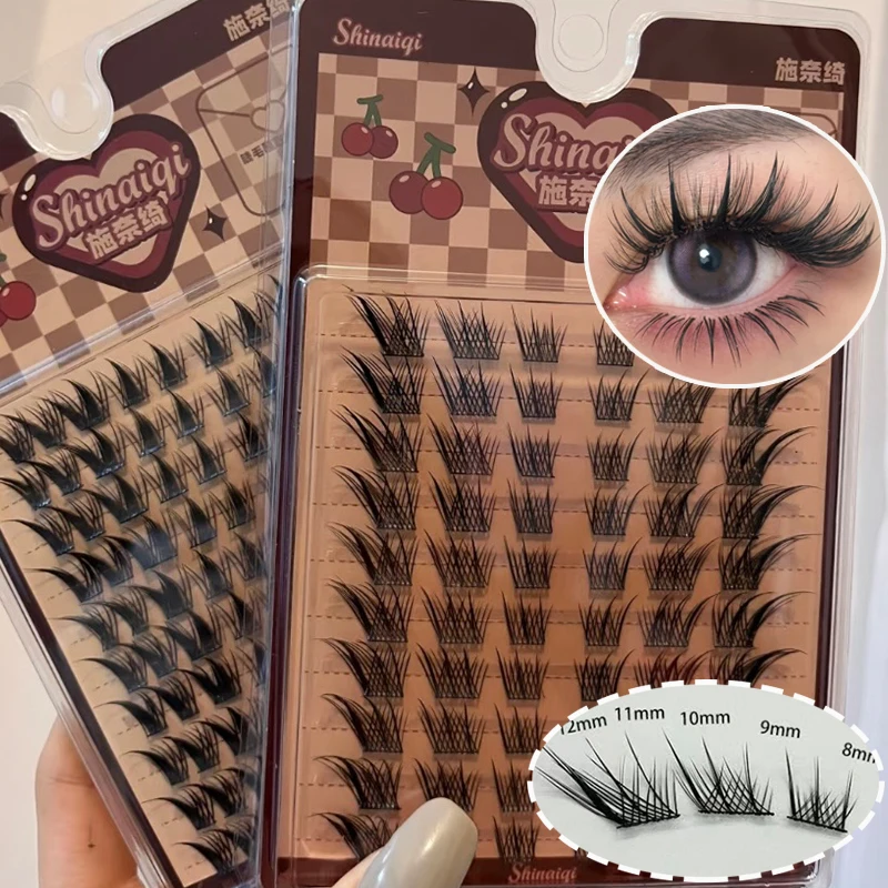 Flying Fox Einzelne falsche Wimpern, individuelle Cluster-Wimpernverlängerung, segmentierte natürliche Fuchsaugen-Effekt-Wimpern, Make-up, Kosmetik, Neu Image