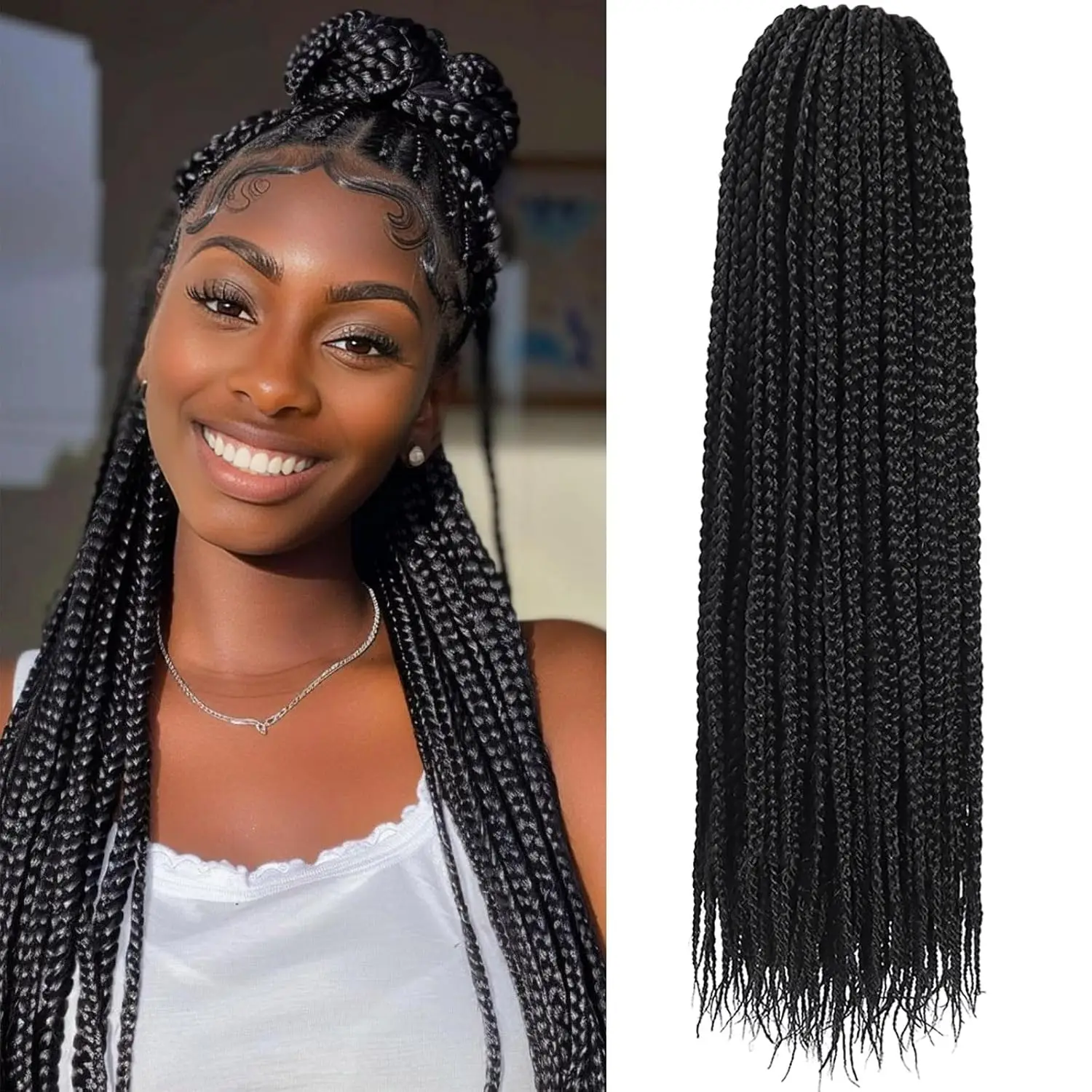 30 Zoll Crochet Box Braids Haar vorgeschlungene Goddess Box Braids Häkeln Flechten Haar 1/5/7 Packungen Crochet Box Braids Kunsthaar Image