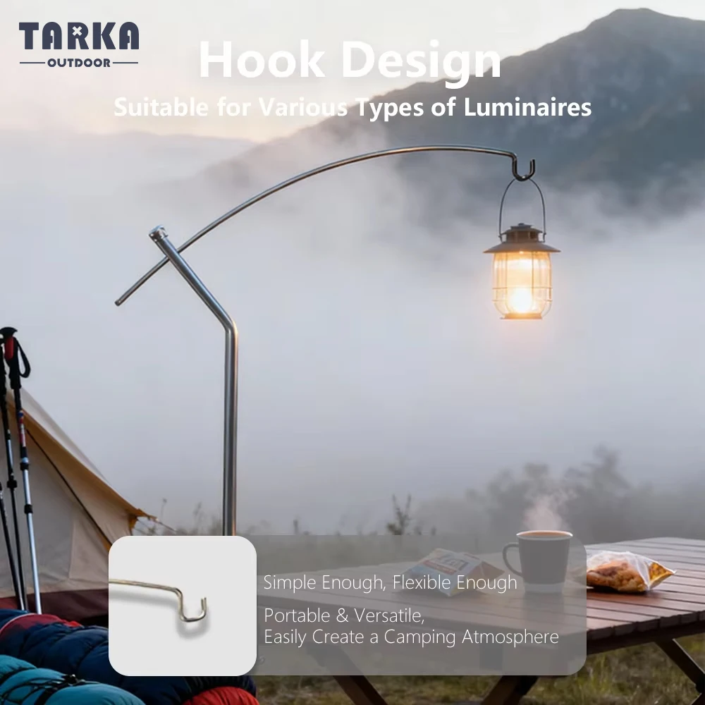 TARKA Abnehmbarer Laternenständer, verstellbar, ultraleicht, leicht, Tischplatte, für den Außenbereich, tragbarer Lichthalter, Camping-Tischlampenständer, Zugang Image