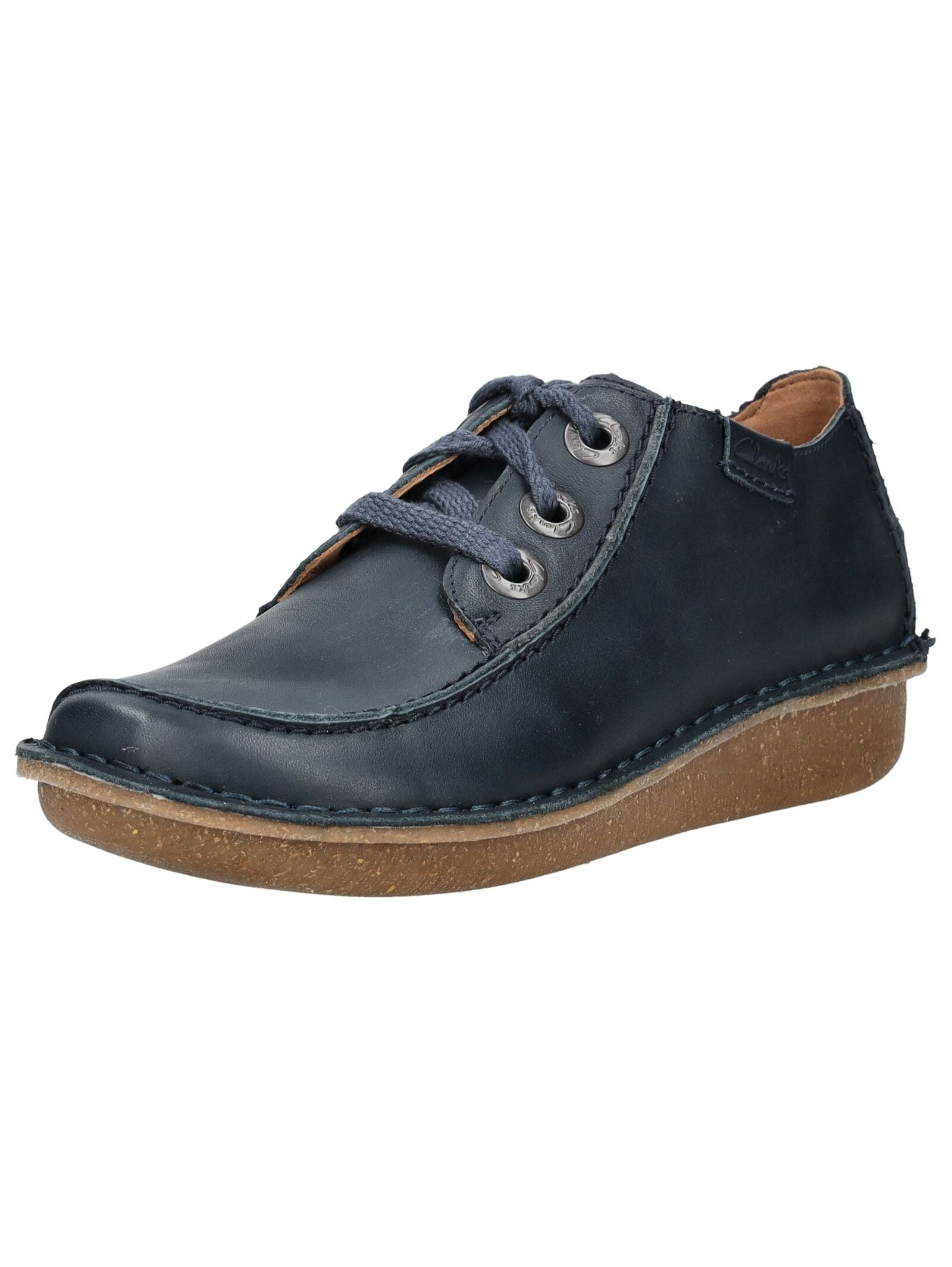 Schnürschuh CLARKS "Clarks Halbschuhe Leder", Damen, Gr. 40, navy, Leder, Schuhe Schnürschuh