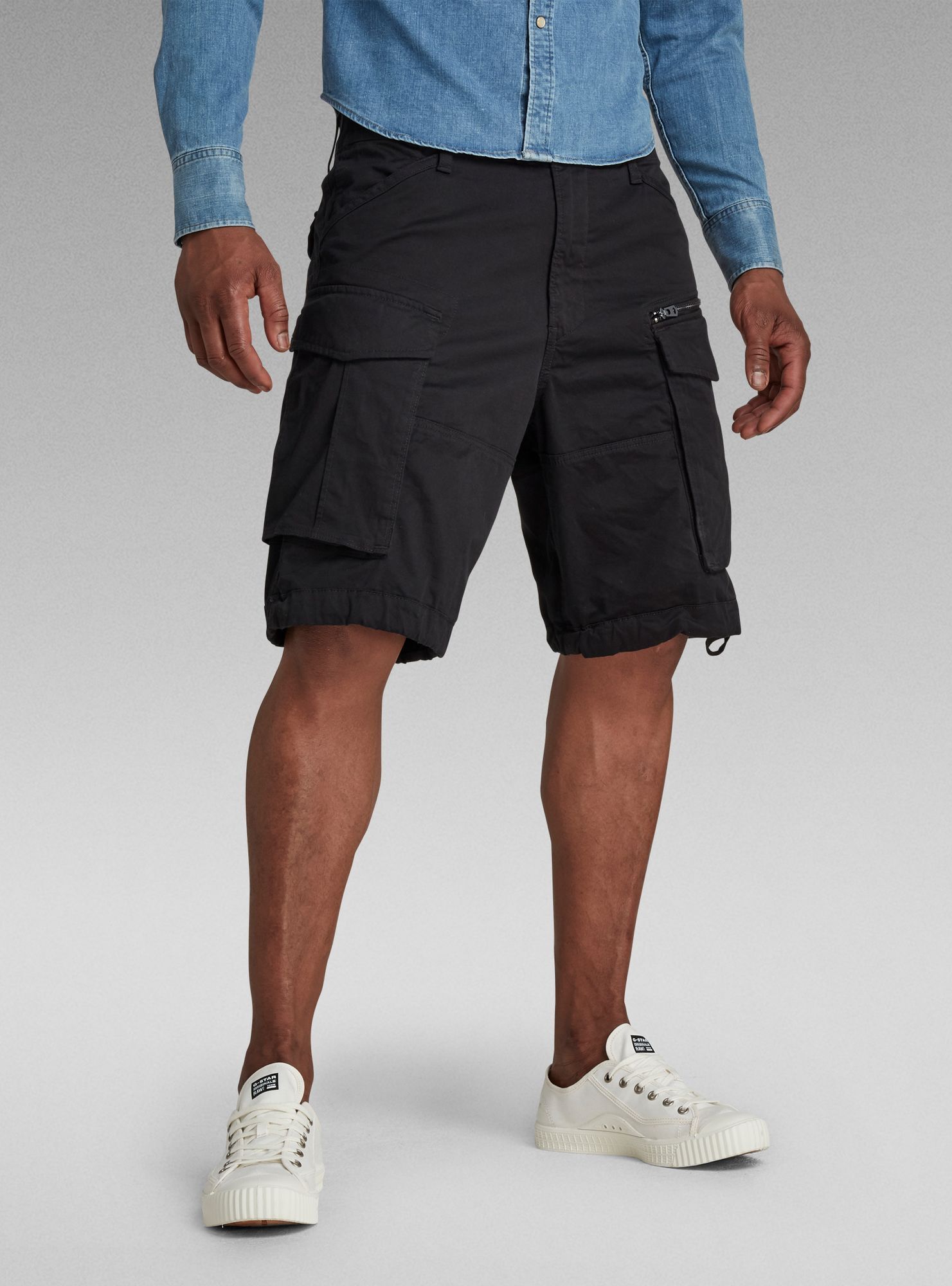 Cargohose G-STAR "Rovic Zip Relaxed Short", Herren, Gr. 36, Normalgrößen, schwarz, Obermaterial: 97% Baumwolle, 3% Elasthan, Hosen Cargohose