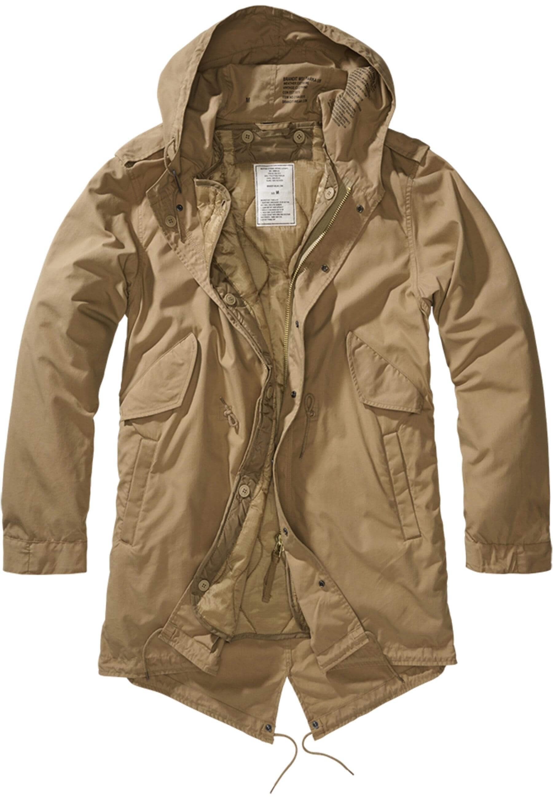 Wintermantel BRANDIT "Brandit Herren M51 US Parka", Herren, Gr. XXL, camel, 73% Baumwolle, 27% Polyamid, Mäntel Wintermantel