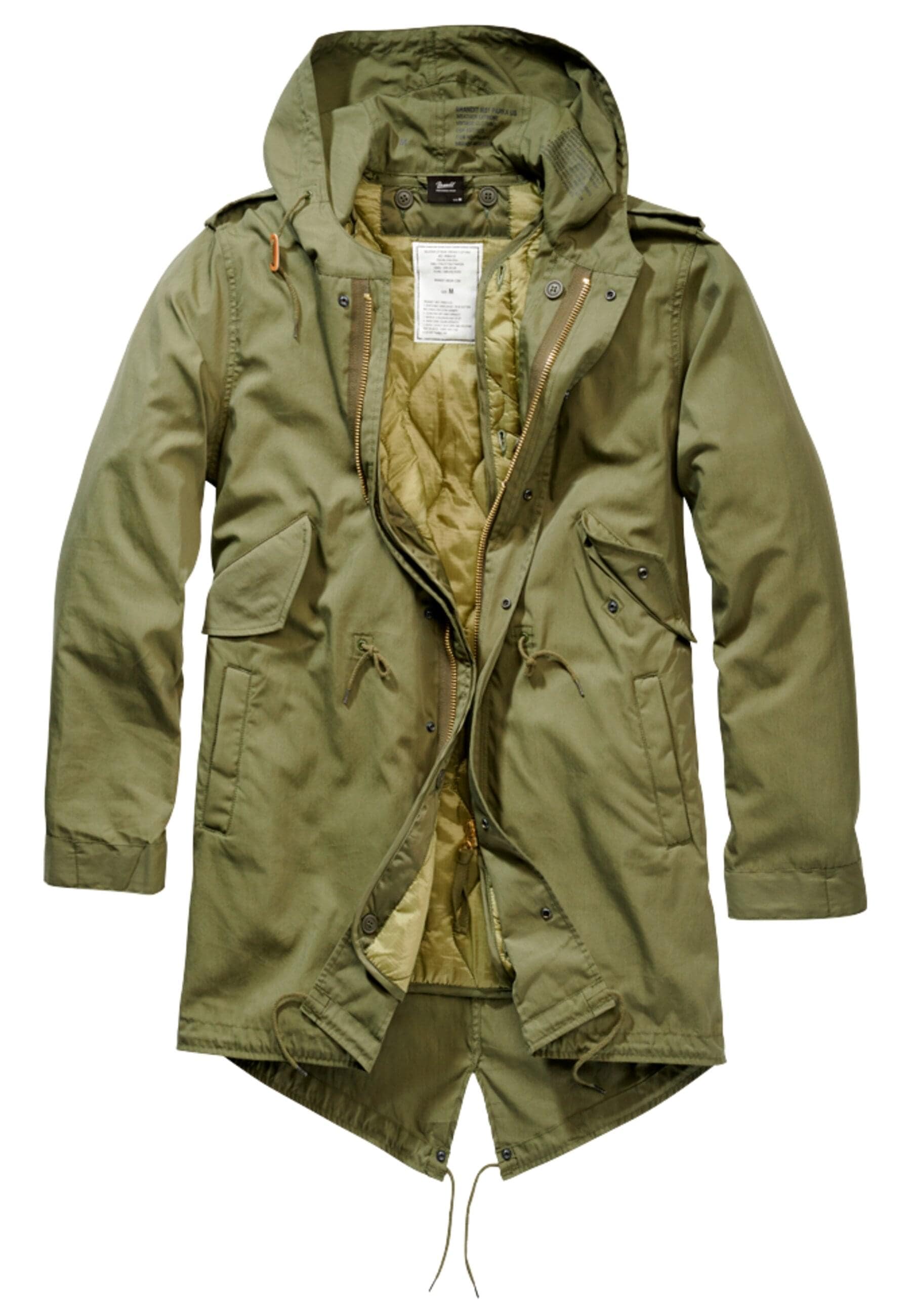 Wintermantel BRANDIT "Brandit Herren M51 US Parka", Herren, Gr. L, olive, 73% Baumwolle, 27% Polyamid, Mäntel Wintermantel