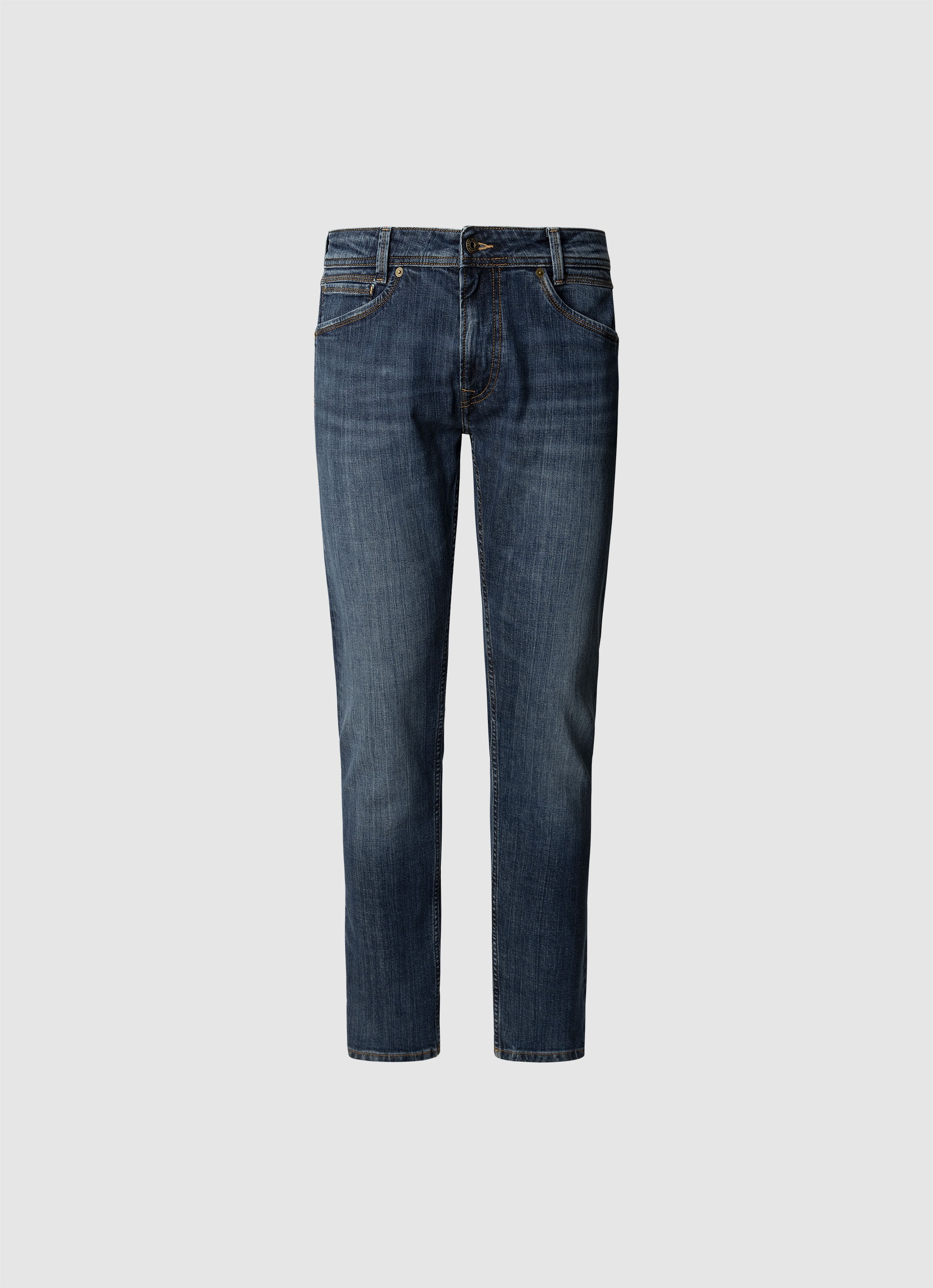 Tapered-fit-Jeans PEPE JEANS "TAPERED JEANS", Herren, Gr. 36, Länge 34, tiefblau, Denim/Jeans, Obermaterial: 98% Baumwolle, 2% Elasthan, gerade, unten schmal lang, Jeans