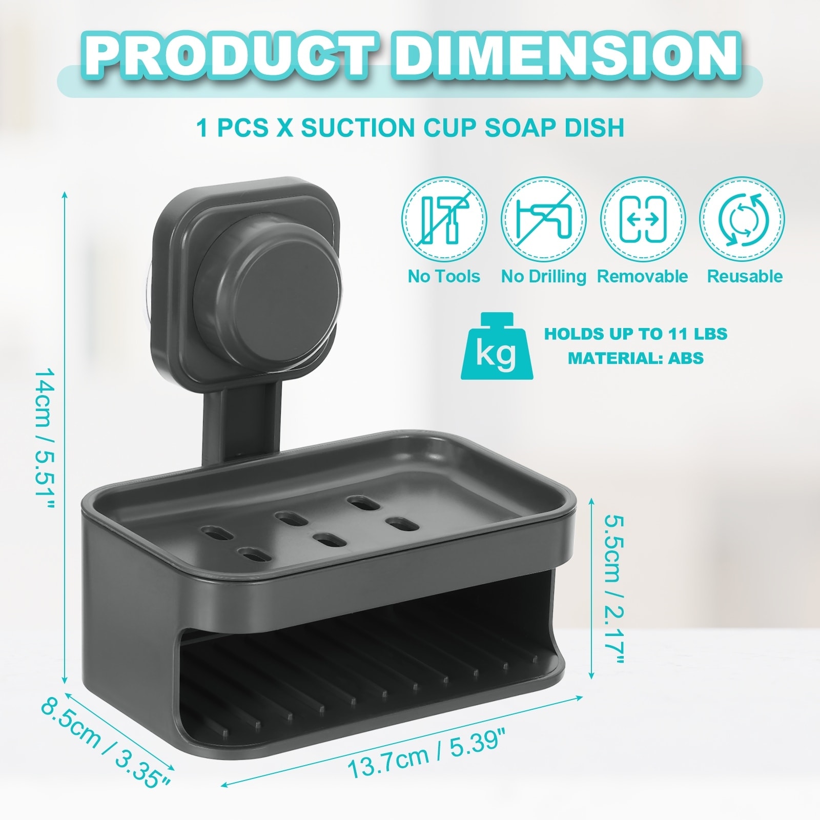 Suction Cup Soap Dish, Removable and Reusable