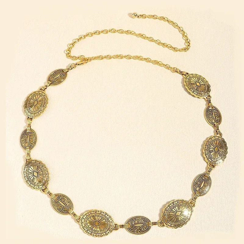 Retro Metal Waist Chain Belt For Women gold