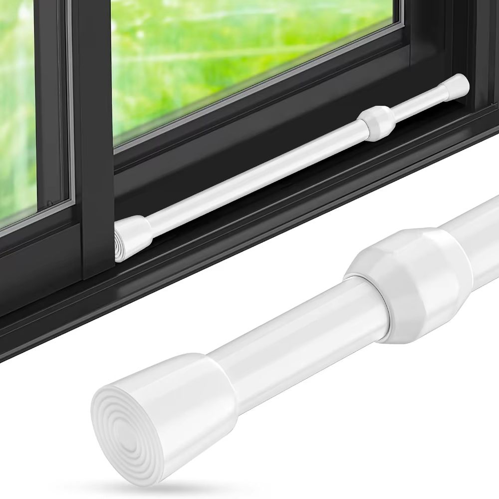 Adjustable Metal Safety Bar For Sliding Windows & Doors With Rubber Tip Lock white 18 27cm 1pc