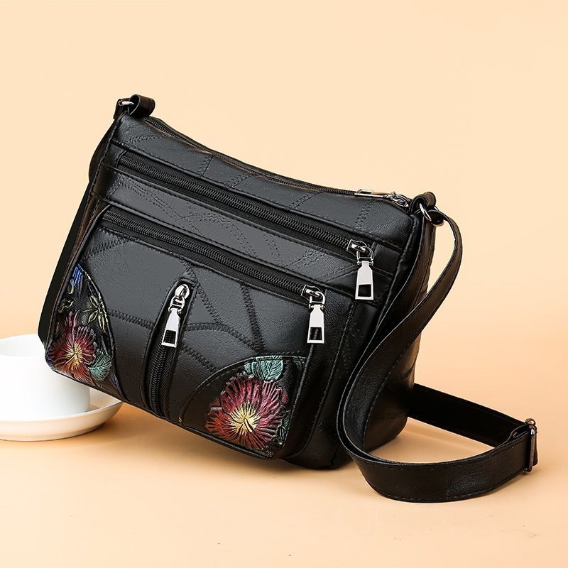 Leather Women's Luxury Crossbody Handbag, Floral Multi Pockets, Mommy Bag With Printing, Stylish Ladies Bag Leather Women's Luxury Crossbody Handbag, Floral Multi Pockets, Mommy Bag With Printing, Stylish Ladies Bag