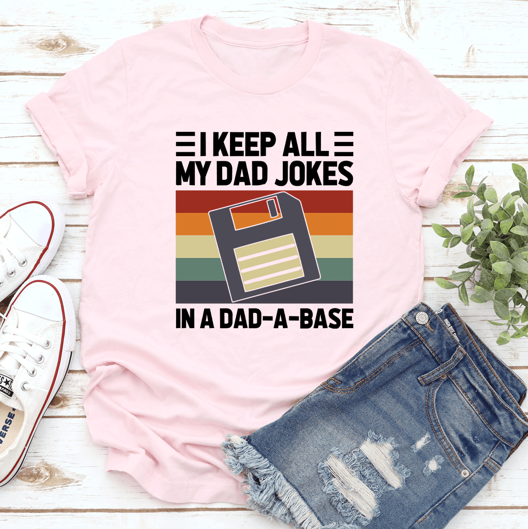 I Keep All My Dad Jokes Tee M White