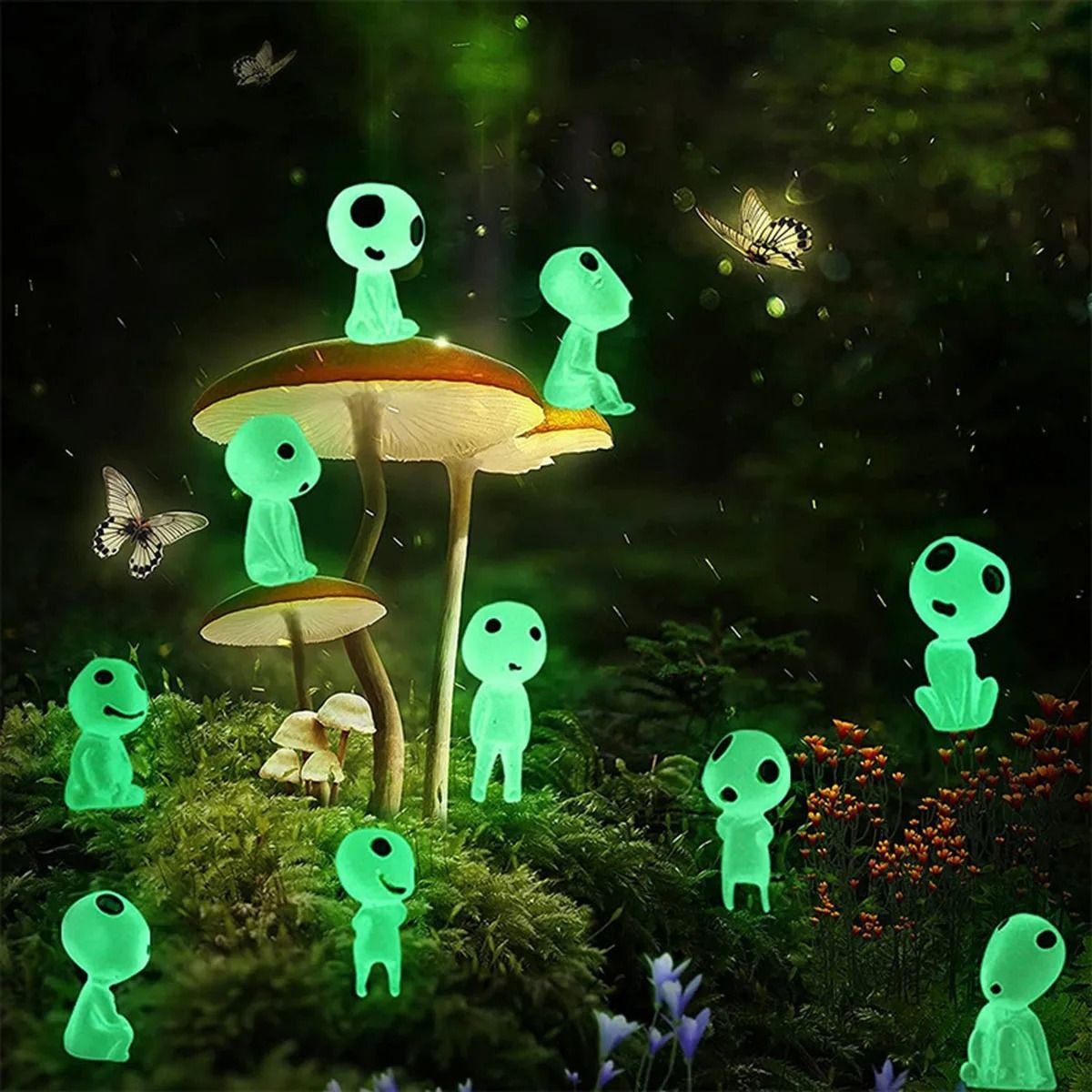 Glow In The Dark Mini Figure Set For Home And Garden Decoration 10pcs 10 Pcs Blue