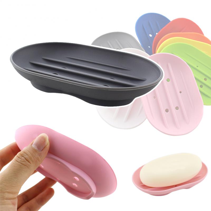 Silicone Flexible Soap Holder Travel, Portable Soap Dish Plate, Bathroom Soap Dish Holder Dish New Fashion Candy Color a Blue 1pc