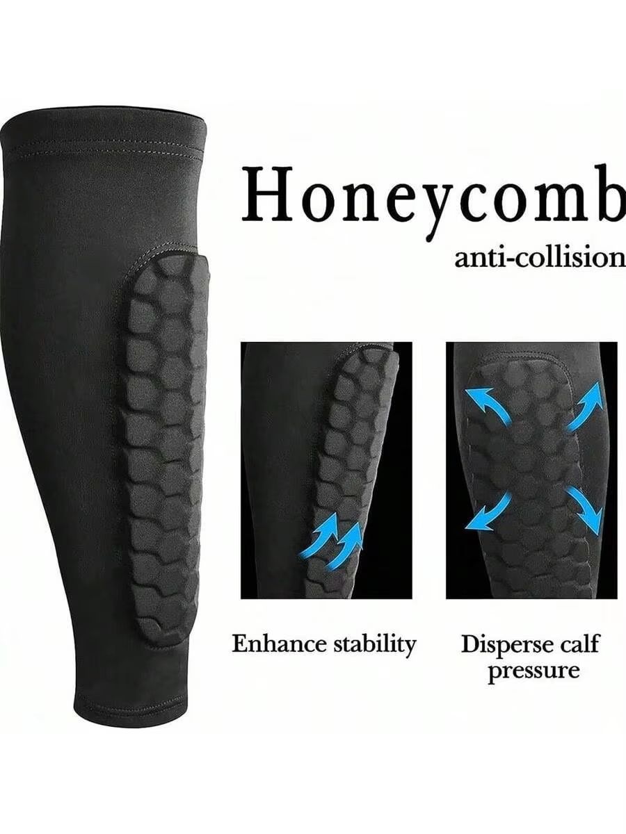Honeycomb Padded Football Shin Guard Compression Sleeve 2 Pc blue m