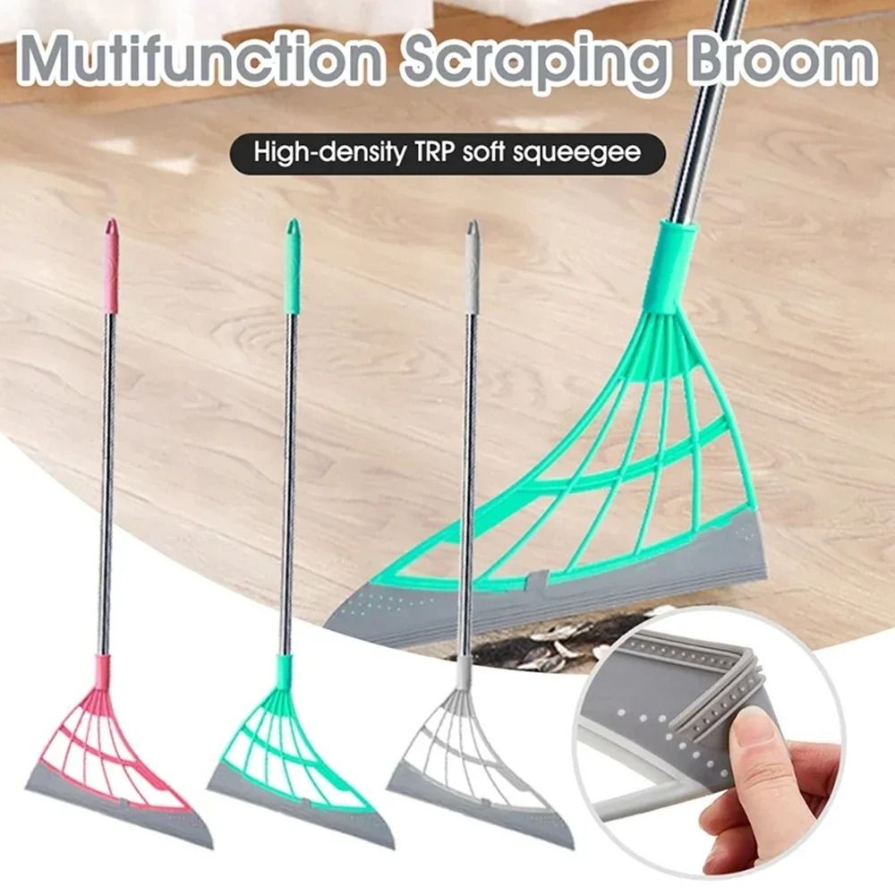 Silicone Floor Scraper Broom For Household Cleaning pink