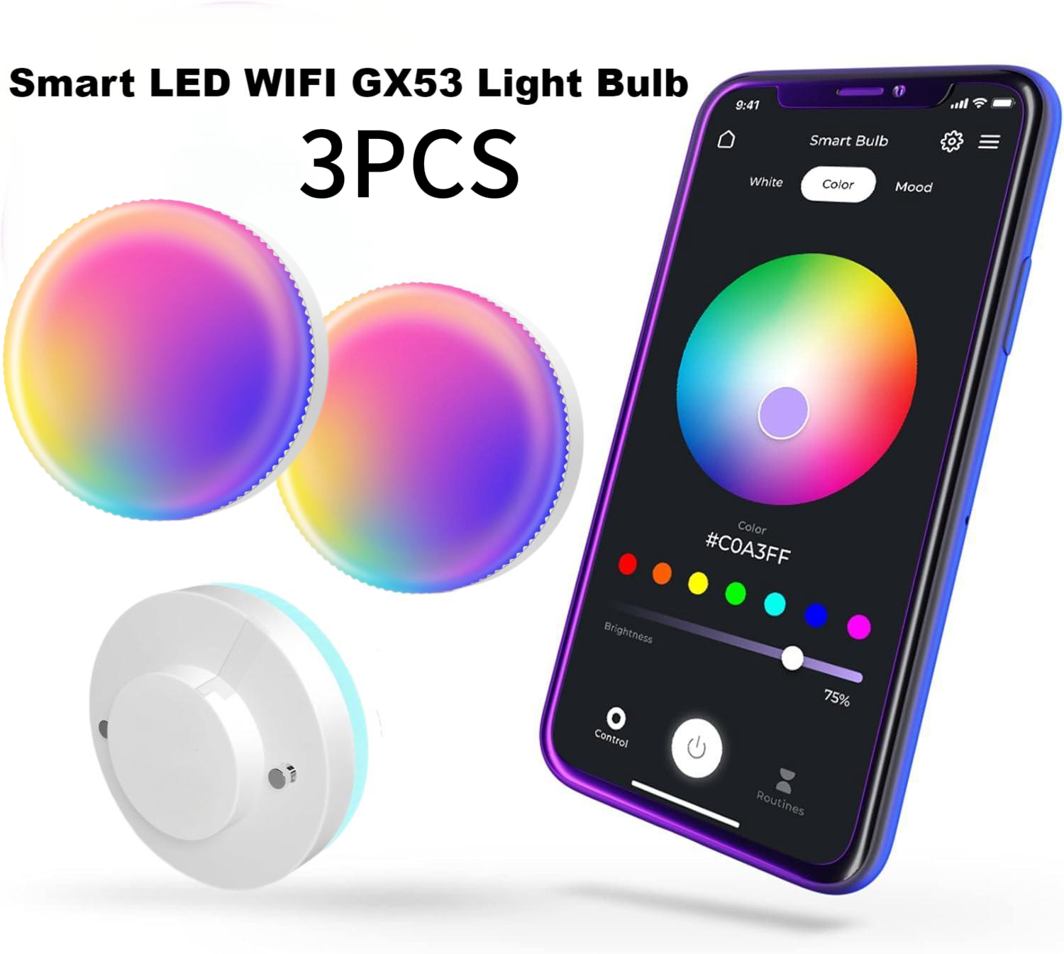 Color Changing Smart Light Bulbs , WiFi Dimmable , Compatible With Alexa Google Home SmartThings Color Changing Smart Light Bulbs , WiFi Dimmable , Compatible With Alexa Google Home SmartThings