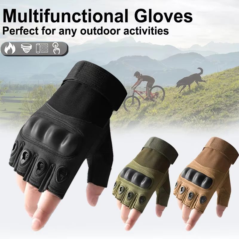 RaptorGuard Men's Tactical Fingerless Gloves For Outdoor Sports, Shooting, Airsoft & Cycling khaki m