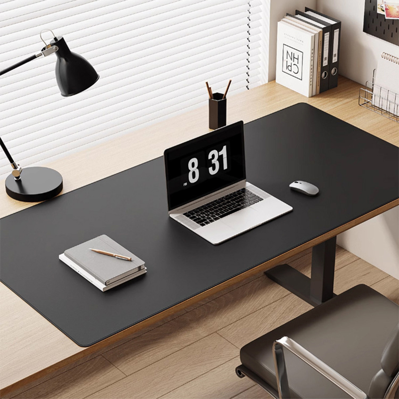 Mouse Pad Large Size Office Desk Protector Mat Leather Waterproof Desktop Keyboard Desk Pad Gaming Mouse Pad PC black grey 100x50 Cm