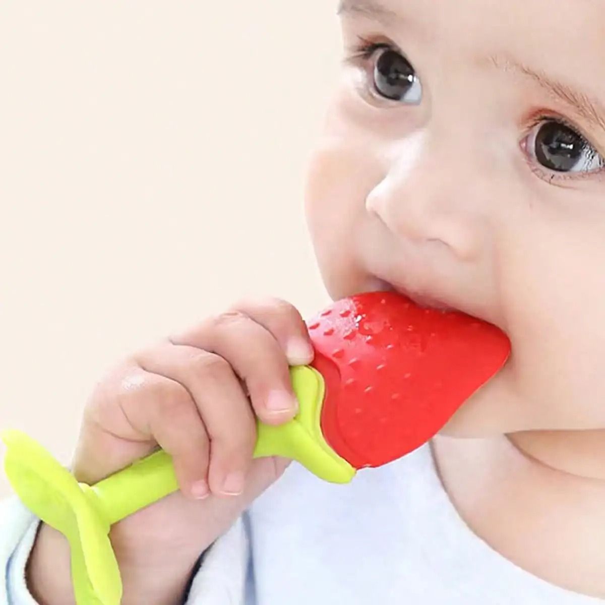 Soft Silicone Strawberry And Grape Baby Teether Ring 1pc grape
