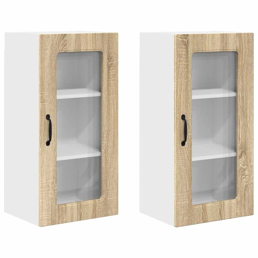 vidaXL Küchenwandschrank mit Regal 2 pcs Sonoma-Eiche 40 x 31 x 80 cm Image