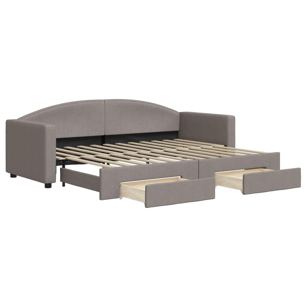 vidaXL Tagesbett Ausziehbar mit Schubladen Taupe 80 x 200 cm Stoff Image