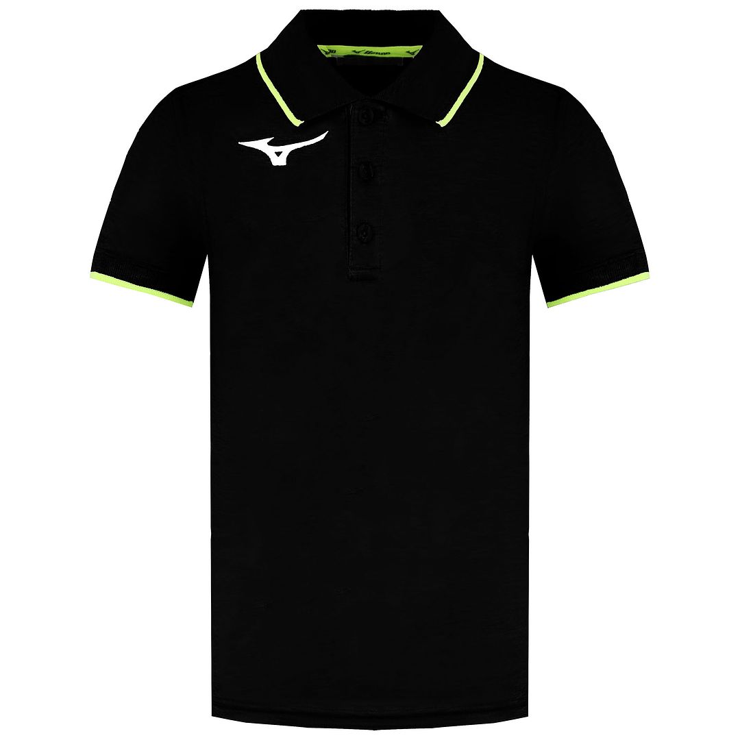 Schwarzes Poloshirt mit Mizuno-Logo für Kinder Image
