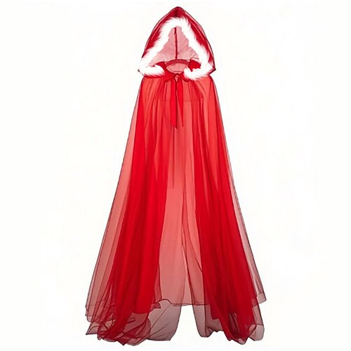 Costume de Noël Cape Costume élégant père Noël Mrs. Claus Couleur Unie Mignon À capuche pour Femmes Adultes Noël Nouvel An Soirée Cape