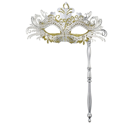 Masque de bal masqué pour femme avec strass et poignée - élégant doré Masque rouge portatif pour les fêtes du Nouvel An, boules événements de danse formelle
