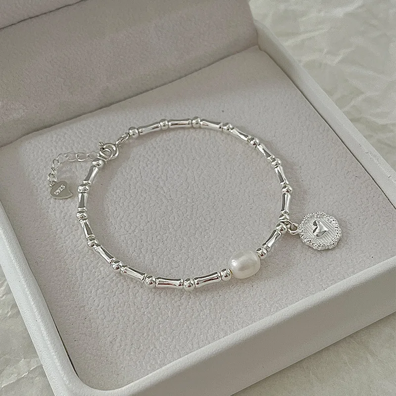Sterling Silber Armband Teil Perlen Knoten Armband für Frauen Mode Luxus Design Perlen Schmuck Charm Armband Geschenk Image