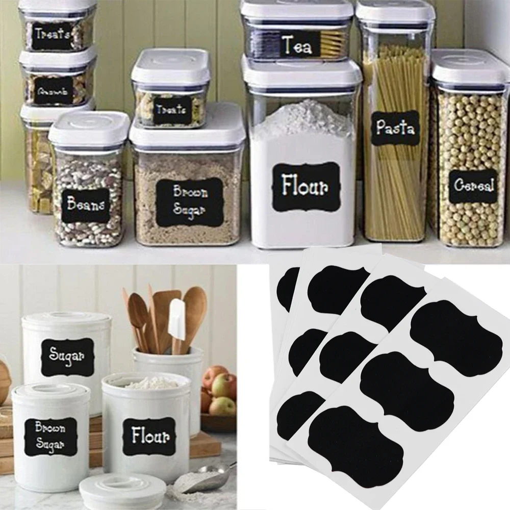 Adesivo per lavagna per barattoli da cucina, etichette per organizer, lavagna, adesivo per lavagna, lavagna nera, 5 cm x 3,5 cm, set da 36 pezzi