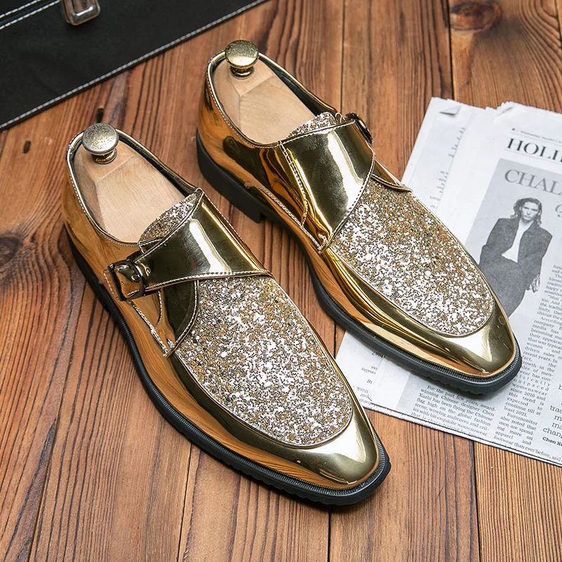 Luxus Herren Lederschuhe Hochwertige Gold Kleid Schuhe für Männer Italienische Marke Oxford Schuhe Mode Große Größe Party Hochzeit Schuh