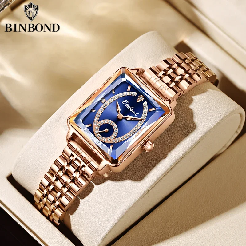 BINBOND Neue frauen Uhr Hohe Qualität Elegante Schmuck Design Wasserdichte Quarzuhr Luxus Rose Gold frauen Uhr Reloj Mujer