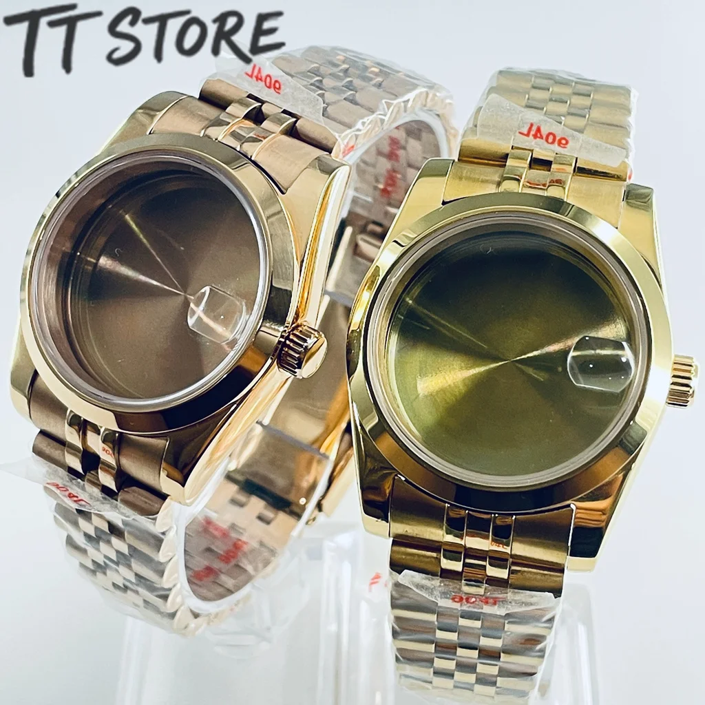 36mm 40mm Gold Rose NH34 NH35 NH36 NH38 NH39 NH70 NH72 ETA2824 PT5000 Uhrengehäuse Top Wasserdicht Saphir Crysta Image