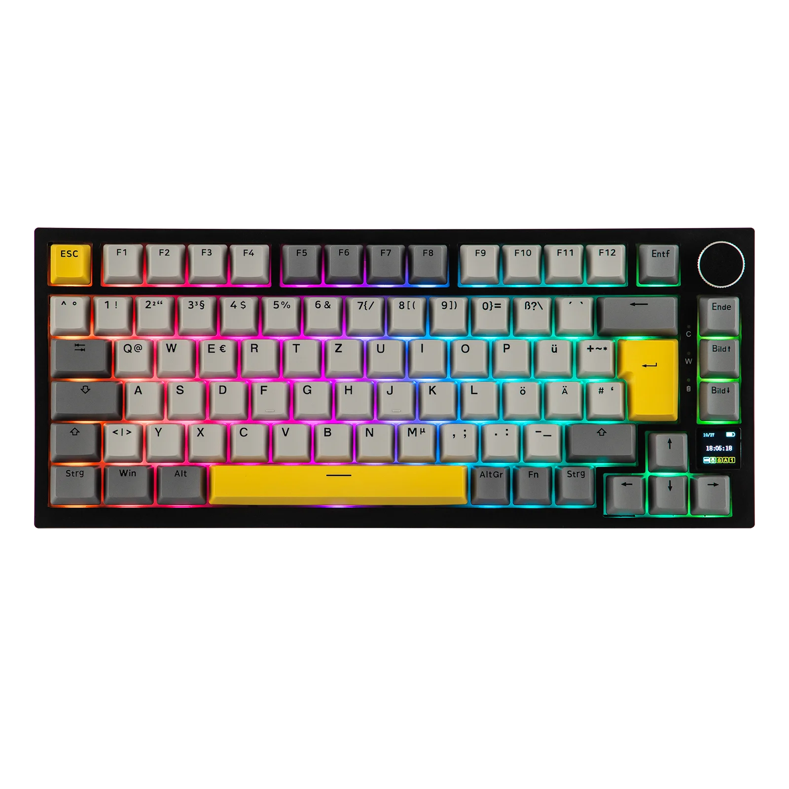 ISO-DE Layout AJAZZ AK820 PRO 75% QWERTZ Deutsches Layout Mechanische Tastatur 3 Modi Drahtlose Tastatur mit TFT-Bildschirm NKRO Image