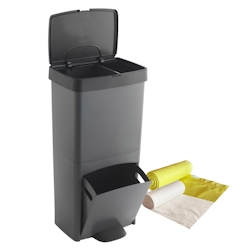 SP BERNER - Vertikaler 70L-Mülleimer mit 2 Fächern (40L + 30L), anthrazitfarben, inklusive 10L- und 30L-Müllbeuteln Image