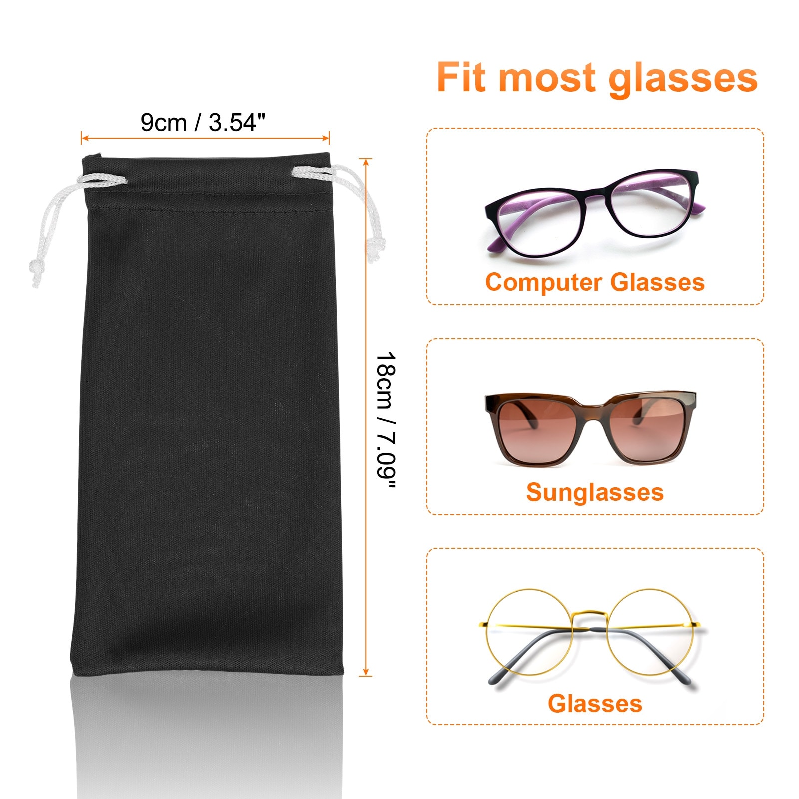 Eyeglass Pouch Microfiber Sunglasses Storage Bag Portable Drawstring Pouch for Phone Glasses - 10pcs