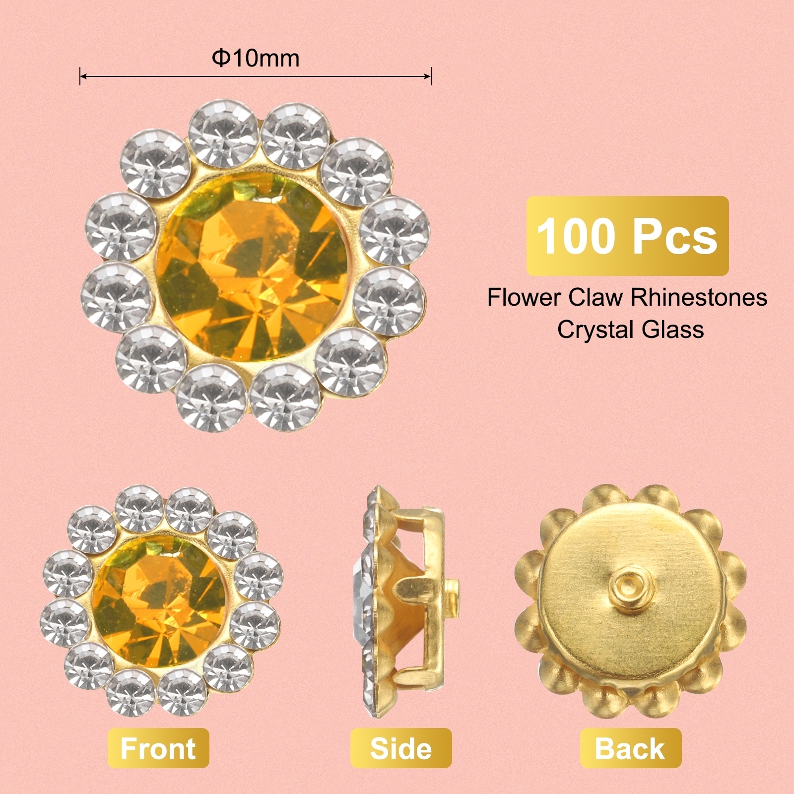 Sew on Rhinestones Flower Claw Rhinestones Crystal Glass Metal Base Sewing Gems Buttons for Sewing Accessories