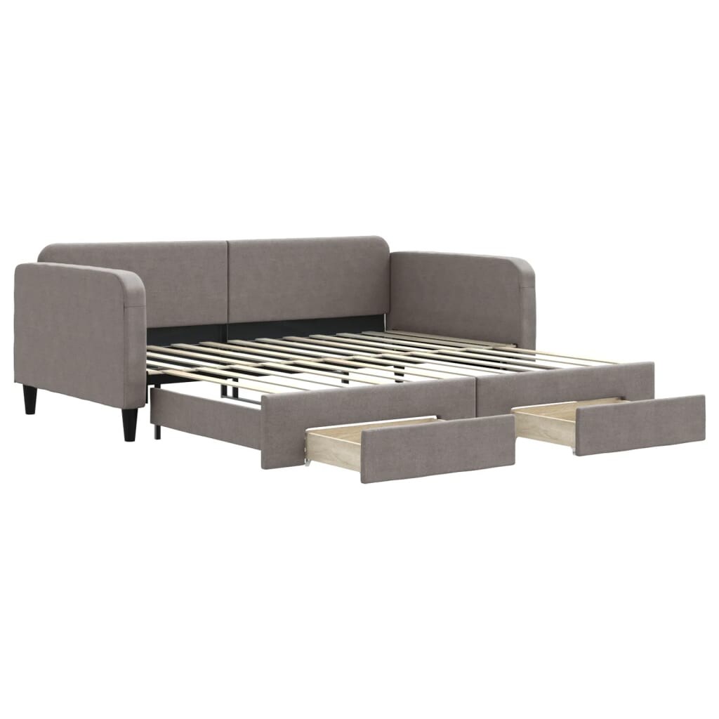 vidaXL Tagesbett Ausziehbar mit Schubladen Taupe 100 x 200 cm Stoff Image