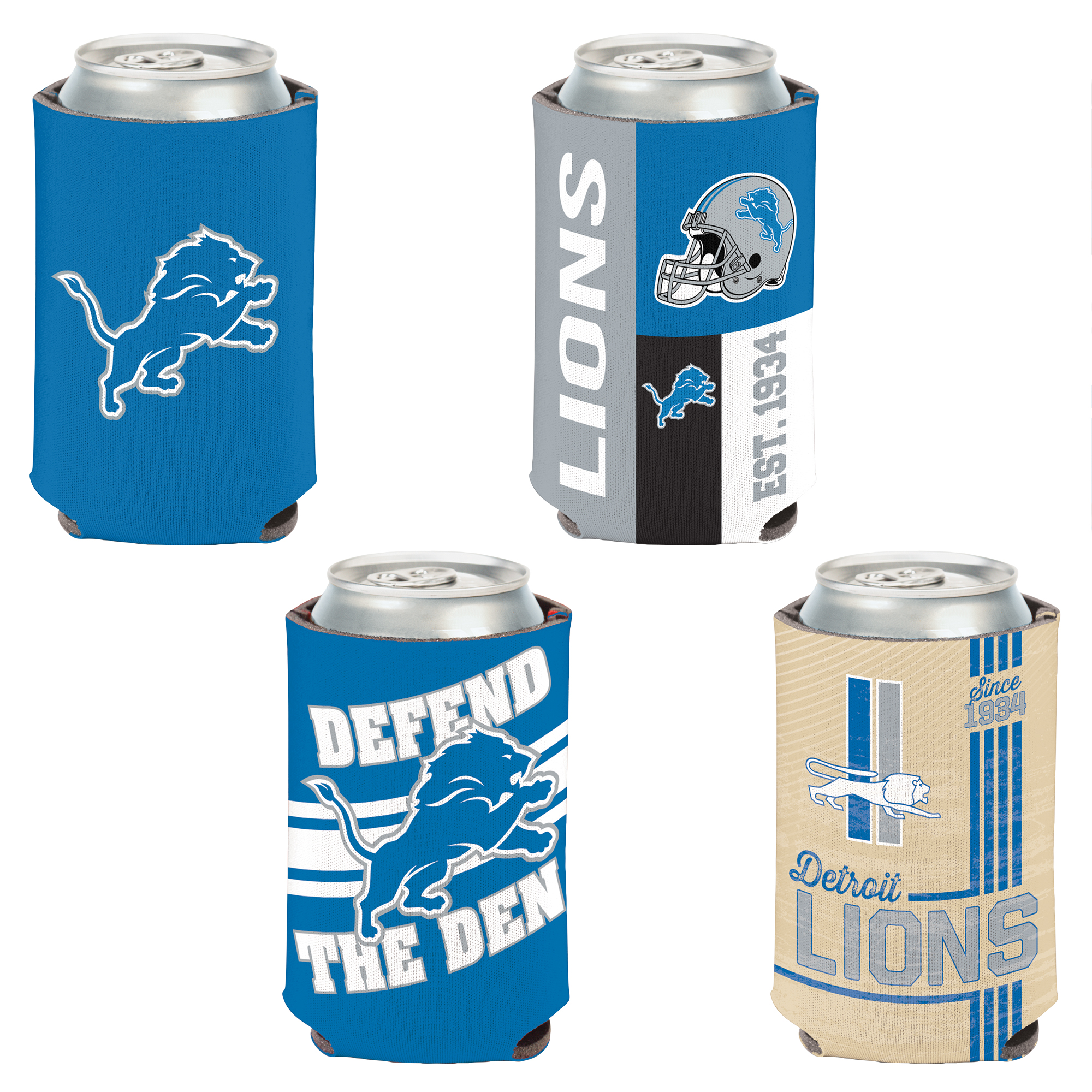 WinCraft Detroit Lions 4er-Pack 12oz. Dosenkühler-Set Image
