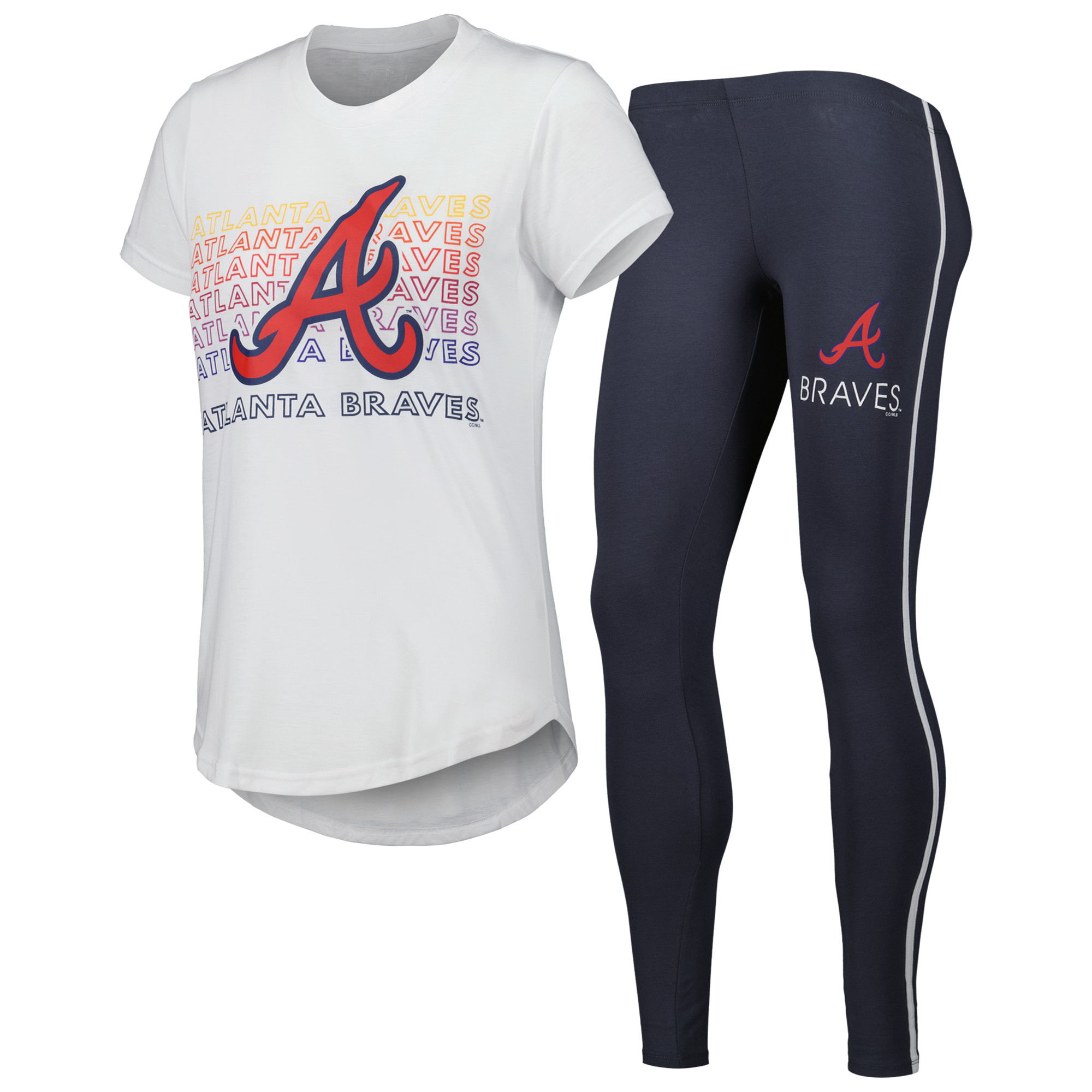 Damen-Schlafanzugset „Sonata“ von Concepts Sport in Anthrazit/Weiß mit Atlanta Braves-Motiv Image