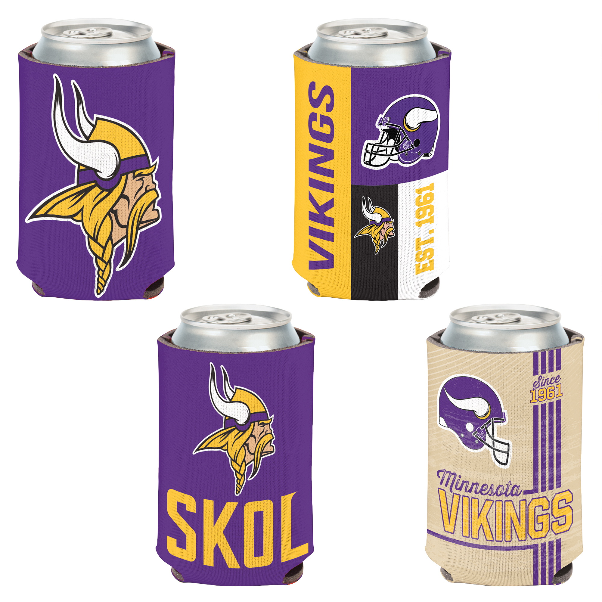 WinCraft Minnesota Vikings 4er-Pack 12oz. Dosenkühler-Set Image