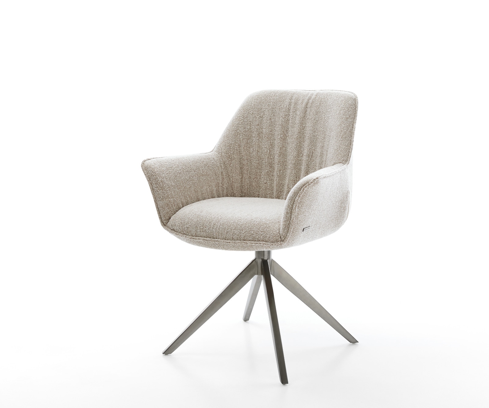 DELIFE Drehstuhl Keila-Flex mit Armlehnen Webstoff Soft Beige Kreuzgestell breit Graphit 360° drehbar Wippfunktion, Esszimmerstühle Image