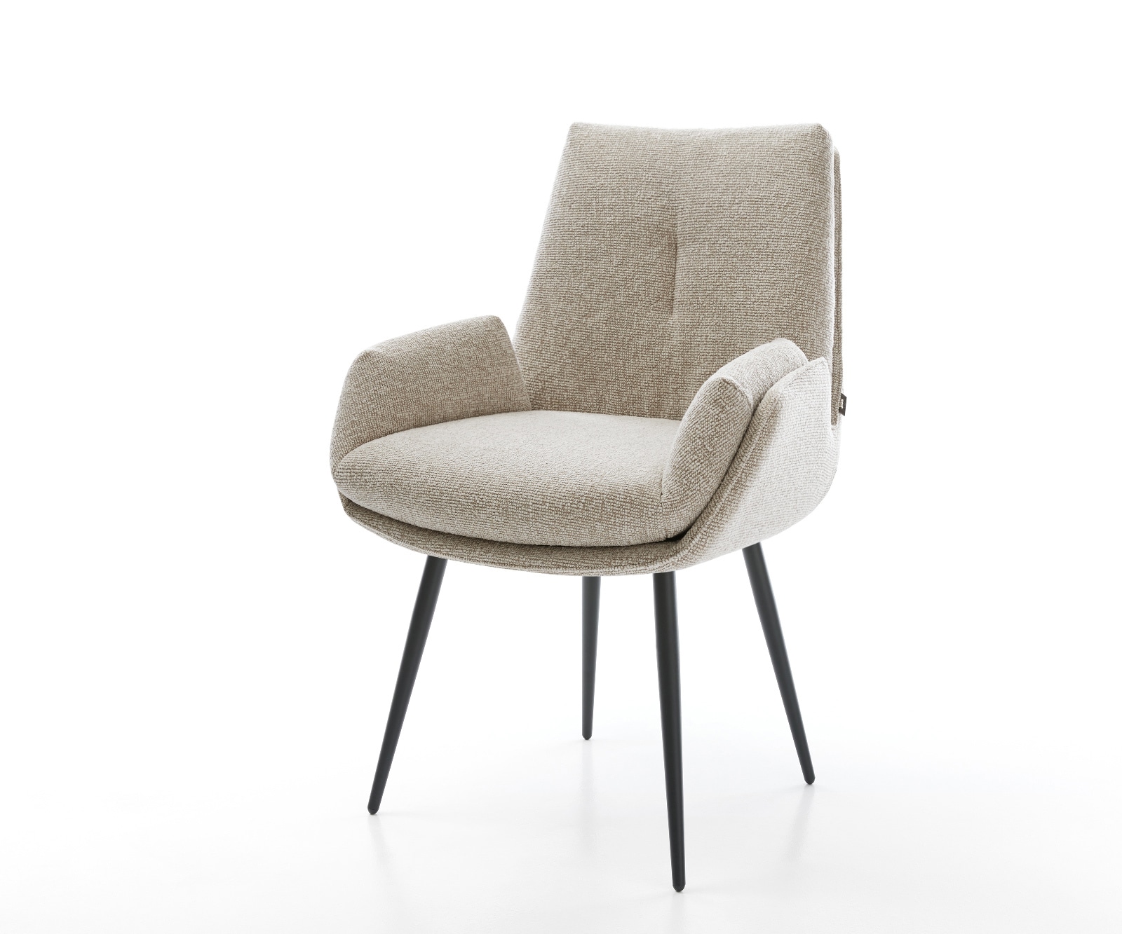 DELIFE Esszimmerstuhl Clea-Flex Webstoff Soft Beige 4-Fuß konisch Schwarz, Esszimmerstühle Image