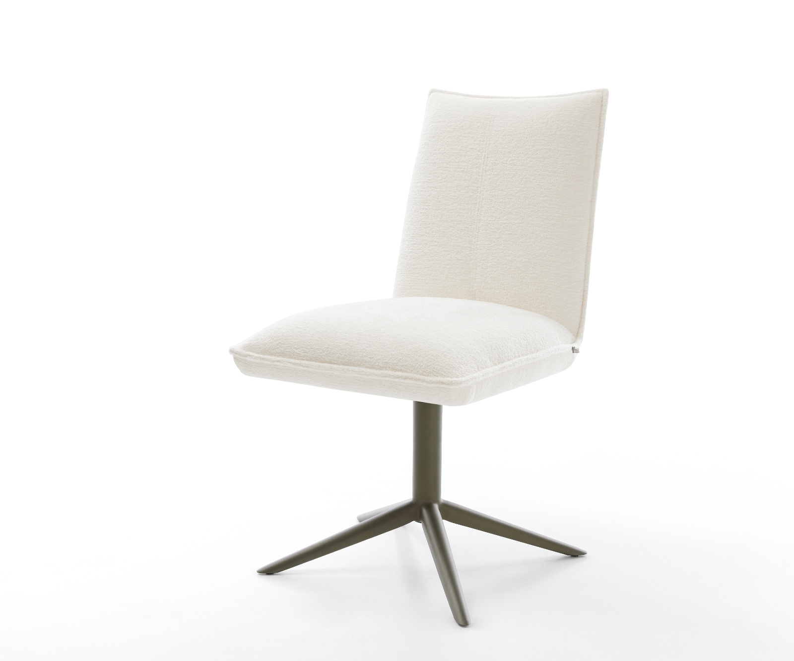 DELIFE Drehstuhl Lelio-Flex Bouclé Soft Beige Fußkreuz Effektfinish Titan 360° drehbar Wippfunktion Taschenfederkern, Esszimmerstühle Image